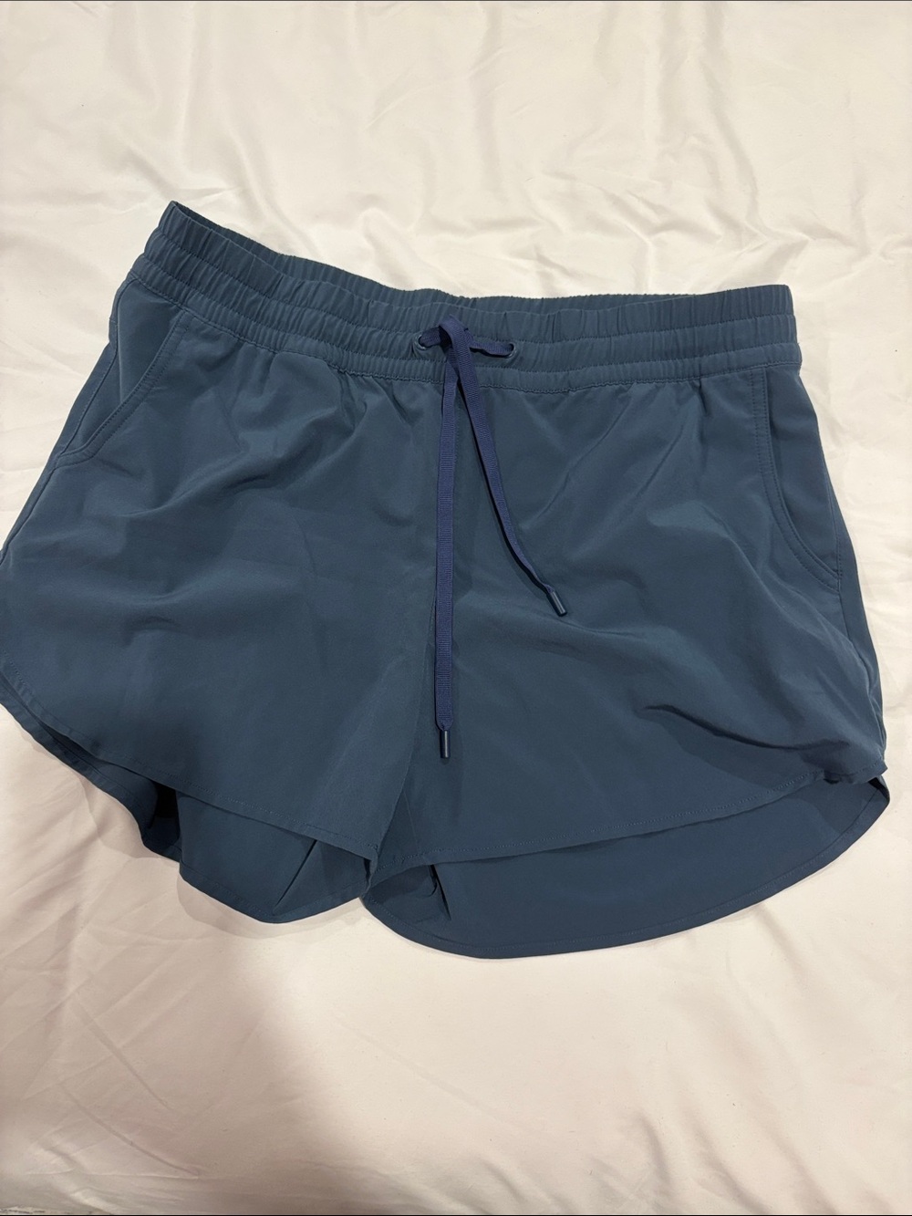Eddie Bauer Slate Blue Athletic Shorts with Drawstring